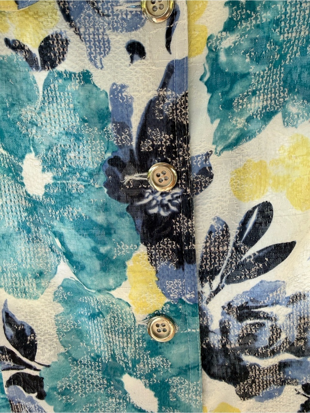 TanJay Floral Blazer in Teal, Navy & Yellow - Picture 5 of 9